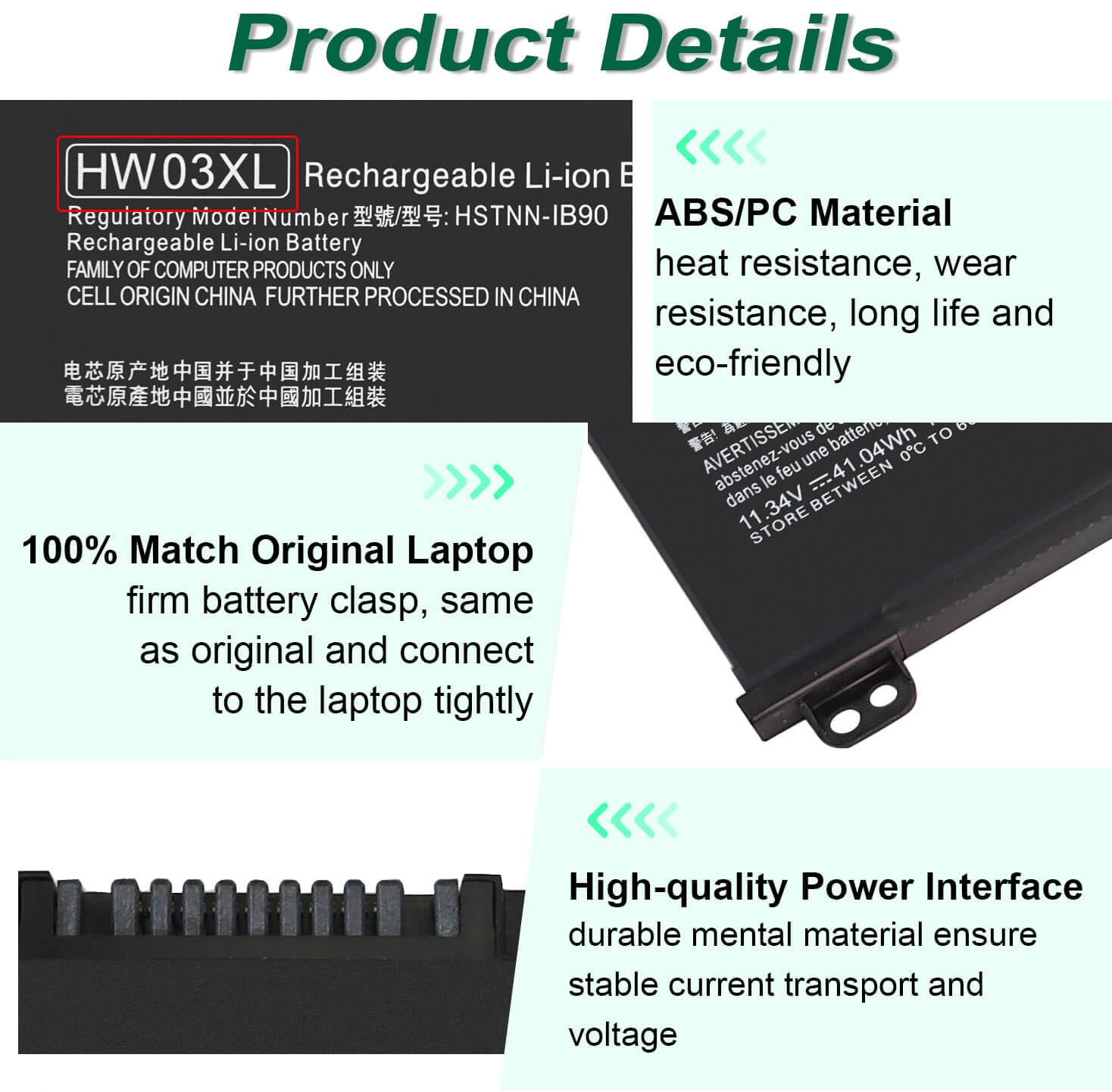 Amazon.com: DMKAOLLK 41.04Wh HW03XL Battery for HP L97300-005
